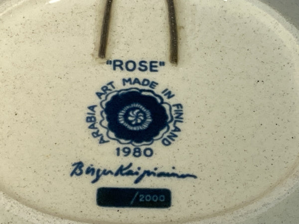 Birger Kaipiainen - 'Rose'  Wall Plate 1980 Arabia Finland limited edition